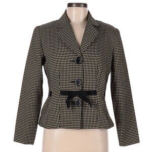 Vintage Sweet Suit Blazer Black Tan Checkered Bow